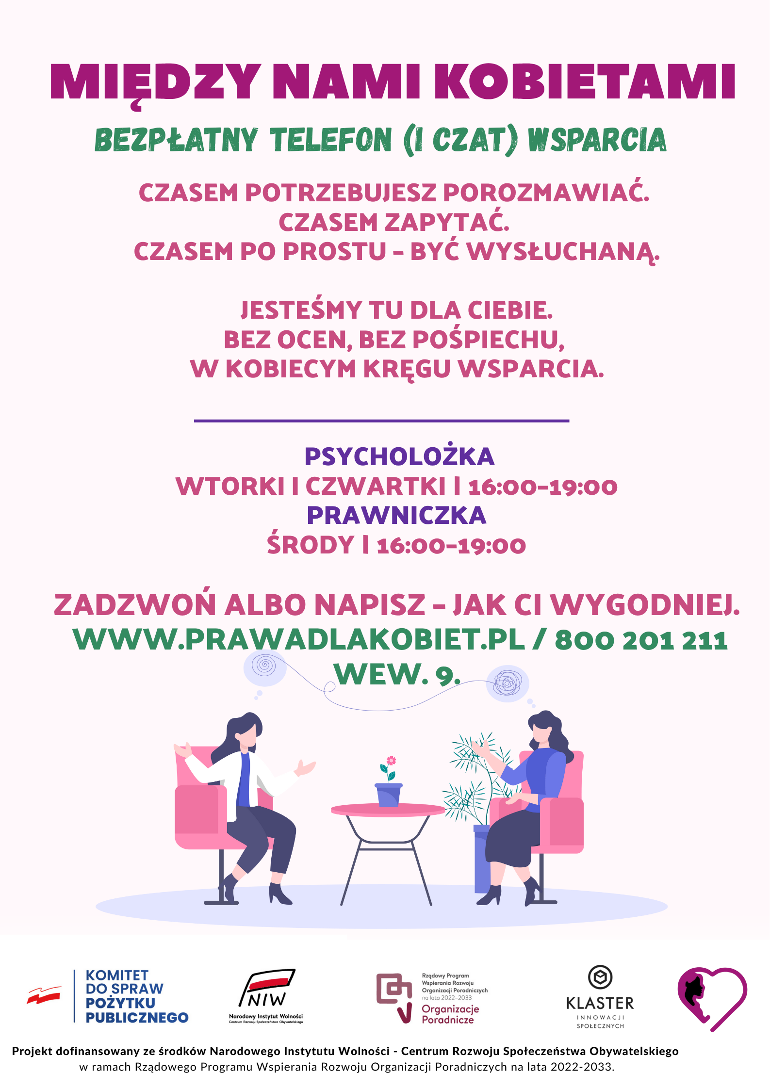 Między nami kobietami - Bezpłatny telefon (i czat) wsparcia